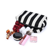 Essential Stripe Cosmetic & Travel Organizer Pouch: Pink Brown