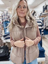 Friday Night Lights Solid Zip Up Puffer Vest - Cocoa