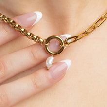 18K Gold PVD Stainless Steel Freshwater Pearl Charm: Bar Stainless Steel Silver