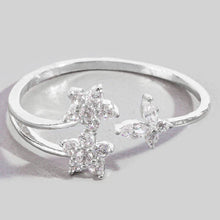 Double Cz Flower And Butterfly Open Band Ring: G