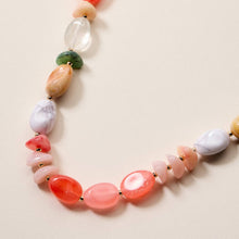 Organic Resin Bead Necklace – Colorful Chunky Beaded Statement Chain with Gold Accents, Adjustable Length: PK / ONE