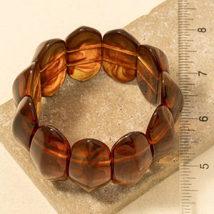 Large Oval Acetate Resin Elastic Bracelet - Tortoise