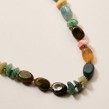 Organic Resin Bead Necklace – Colorful Chunky Beaded Statement Chain with Gold Accents, Adjustable Length: GRN / ONE