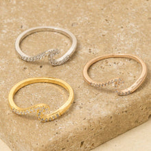 Gold Dipped Delicate Studded Wave Ring: Silver