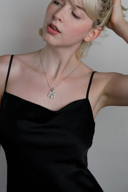 Skinny Cable Chain Necklace Threader Charm Necklace : Silver 20 + 2