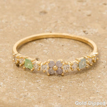 Cz Flower Studded Delicate Ring - Gold