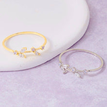 Gold Dipped Cz Delicate Leaf Ring - Gold