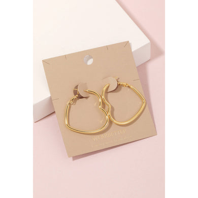 Heart Cutout Hoop Earrings - Gold