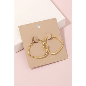 Heart Cutout Hoop Earrings - Gold