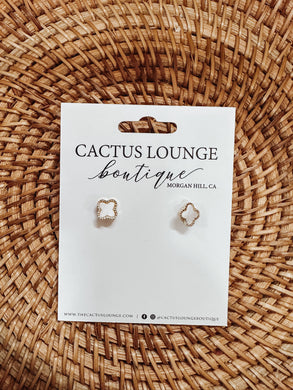 Clover Stud Earrings with Shimmer Shell