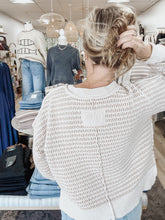 Cozy Stitch Two Tone Textured Knit Casual Sweater Top - Taupe