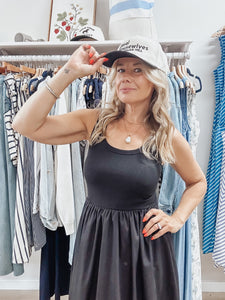 The Sutton Mix Media Tank Midi Dress - Black