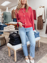 Cranberry Striped Button Down Cardigan