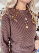 Sutton Soft Ribbed Fine Gauge Pullover Dolman Sweater - Brown