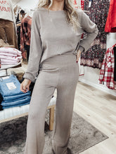 Driftwood Fold Over Knit Sweater Pants - Mocha