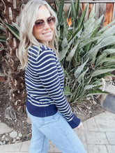 Nautical Inspired Blue and White Striped Cardigan