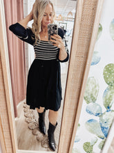 Midnight Sonata Smocked Embroidered Peasant Dress - Black