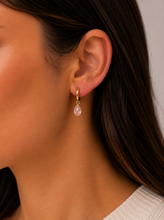 Teardrop Charm Hoop - Rose Quartz