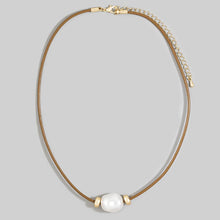 Leather Cord Baroque Pearl Station Necklace: WGBR