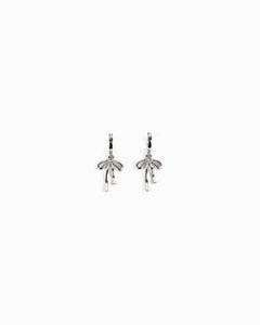 Droopy Bow Drop Huggie Earrings - Silver
