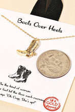 Gold Dipped Western Cowboy Boots Pendant Necklace - Silver