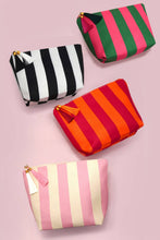 Striped Tassel Makeup Pouch - Pink/Ivory