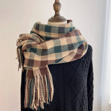 Vintage Wool-Blend Scarf – Cozy Winter Neck Wrap_CWASC1476: GREEN1 / (OS) 1