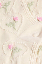 Heart Halo Flower Embroidered Socks - Beige