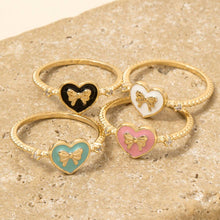 Gold Dipped Enamel Ribbon Bow Heart Ring