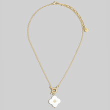 Shell Clover Pendant Necklace With Cz Center