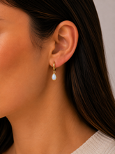 Teardrop Charm Hoop - White Opal