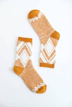 Faux Mohair Diamond Pattern Socks - Camel