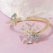 Gold Dipped Cz Multicolor Pastel Floral Ring - Gold