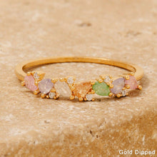 Gold Dipped Mixed Cz Teardrop Station Band Ring: Gold