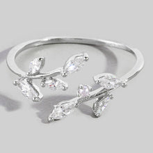 Gold Dipped Floral Spray Cz Open Ring: Gold