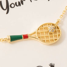 Gold Dipped Cz Enamel Tennis Pendant Necklace