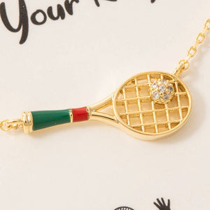 Gold Dipped Cz Enamel Tennis Pendant Necklace