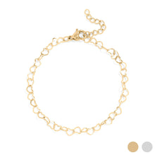 18K Gold PVD Stainless Steel Linked Heart Chain Bracelet: Stainless Steel