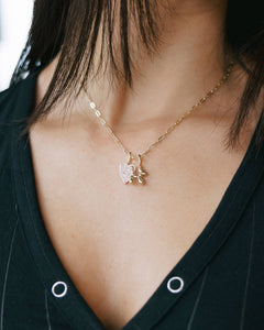 Mini Paperclip Chain Necklace | Threader Charm Necklace  : Gold / 16" + 2"