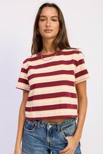 Fairway Stripe Boyfriend Tee - Wine Multi