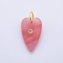 18K Gold Filled 35mm Carnelian, Aventurine, Quartz Long Heart Gemstone Charm | AH890 AH891: Carnelian