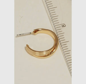 Small Intricate Layered Metallic Hoop Earrings - Gold