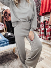 Driftwood Fold Over Knit Sweater Pants - Green/Grey