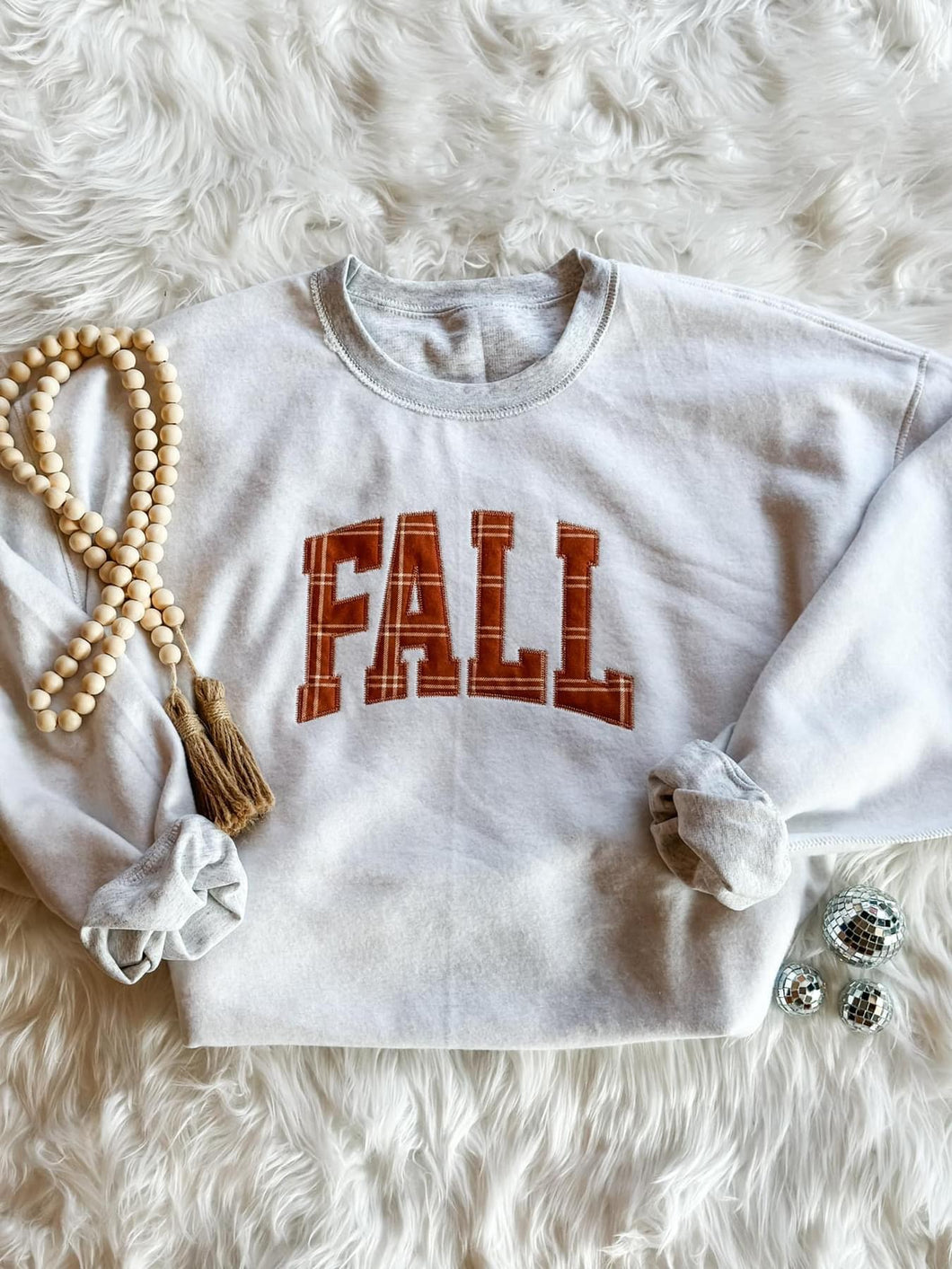 PRE-ORDER Fall Embroidered Applique Coffee Fall Crew Sweatshirt