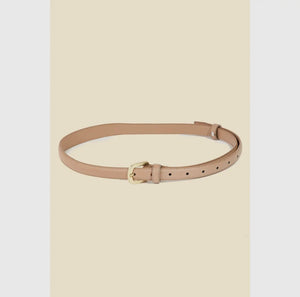 Thin Faux Leather Belt - Taupe