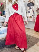 Willow Cotton Front Tie Ruffle Hem Skirt - Red