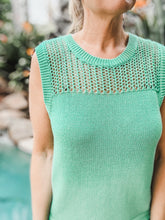 Stephanie Sweater Tank with Crochet Yoke Detail - Green