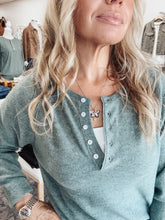Sagewood Henley Button Long Sleeve Lightweight Pullover - Dusty Jade