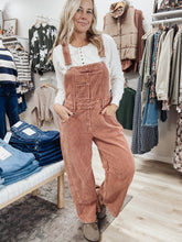 Cider Lane Terra Cotta Corduroy Barrel Overalls