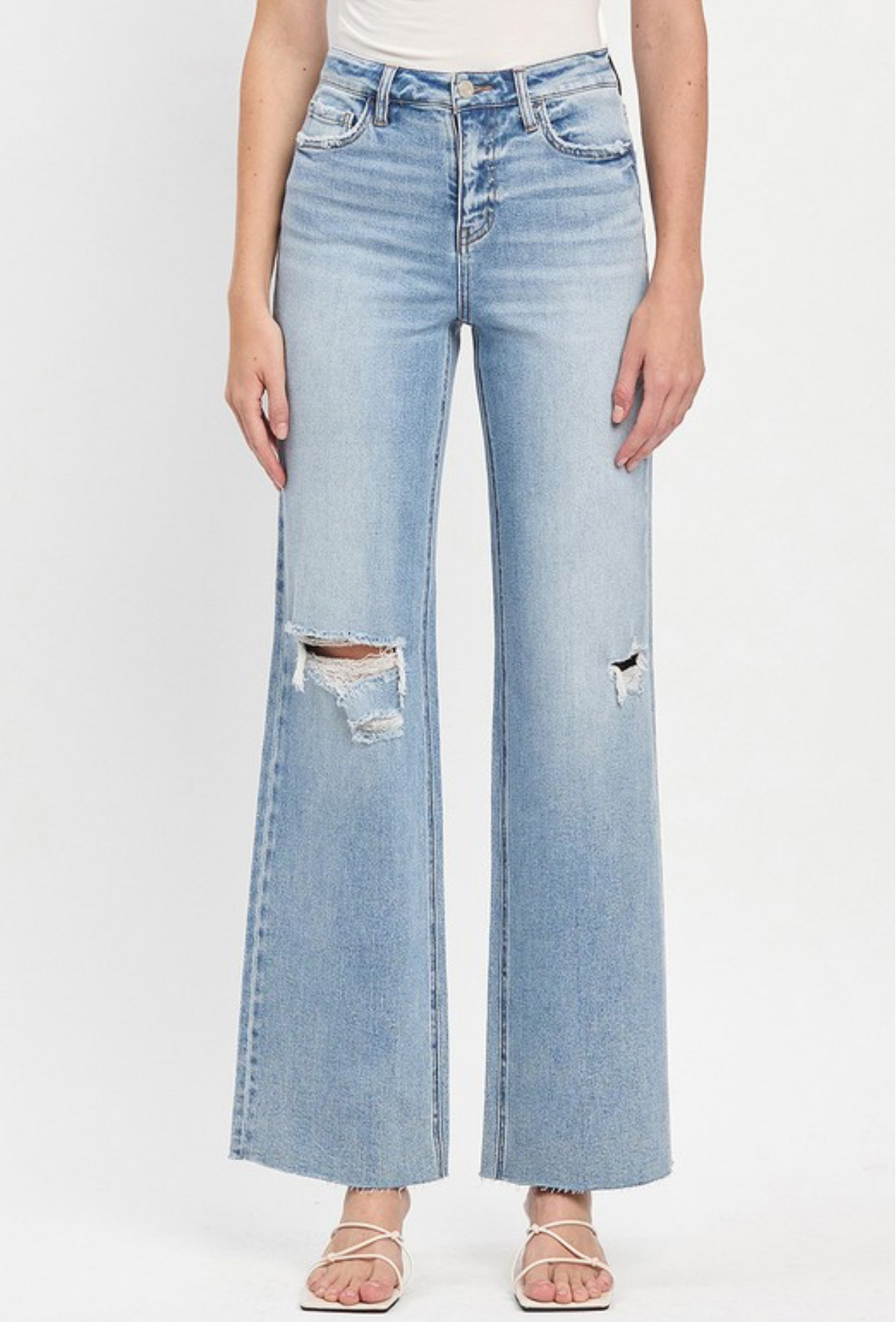 Ria High Rise Wide Leg Full Length Denim Jean
